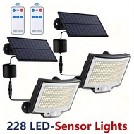 1/2 Packs Solar Motion Sensor Lights Outdoor 228LED, Remote Control, Individual Panels, 5M Cable, Du