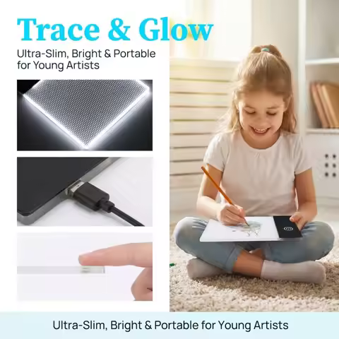 3.3 x 5.1in LED Light Board Adjustable Brightness USB Powered Drawing Tablet Ultra Thin LED Drawing 