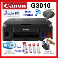 CANON G3010 PRINTER WIFI ALL IN ONE INK TANK A4 PRINT / SCAN / COPY/WIFI PRINTER G 3010 (790 INK ONE SETS)