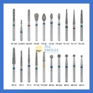 Dental diamond bur highspeed round end tapered fissure flat flame wheel inverted finishing Cylindric