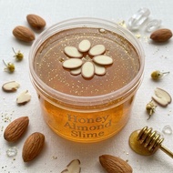 Sugared Honey Almond Slime gold glittered slime thick clear base slime murah malaysia by pandaslimeb