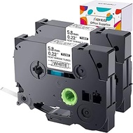 Hehua Black on White Heat Shrink Tube Compatible for Brother Heat Shrink Label HSe-211 HSe211 HS-211