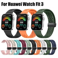 Silicone Breathable Strap For Huawei Watch Fit 3 Strap Smart Watch Magnetic Folding Buckle Replacement Huawei fit 3 Strap Sport Bracelet for Huawei Watch Fit3 Strap