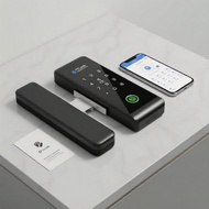 13.56MHz Smart Glass Door Lock, Fingerprint & RFID Keypad, App Control for Office & Hotel 13.56MHz P