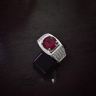 Cincin silver925 lelaki permata merah, cincin lelaki permata merah perak 925, silver 925 men ring red ruby, cincin perak