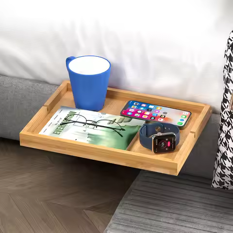 Bamboo Bedside Shelf Organizer Bed Shelf Sofa Tray for College Dormitory Essentials Creative Kids Fl