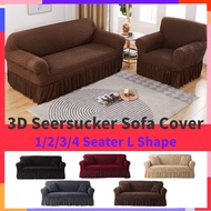 Universal Spandex Seersucker 1/2/3/4 Seats L Shape Skirt Sofa Cover Slipcover Sarung Sofa Kusyen