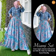 Gamis Flowers Set Jaket Jeans Jumbo Busui Terlaris / One Set Dress Jaket Wanita Terbaru 2026