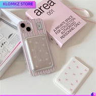 KLOMKZ โบว์สำหรับผูก คลิปการ์ดแม่เหล็ก ป้องกันลายนิ้วมือ เครื่องหนังแท้ เคสโทรศัพท์โทรศัพท์ น่ารักน่ารักๆ กันฝุ่นกันฝุ่น กระเป๋าใส่บัตร สำหรับ IPhone 15 PRO MAX สำหรับ iPhone 15 PRO MAX