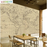 Customized 3D Retro World Map Self-adhesive Wallpaper Mural Study Studio Restaurant Bedroom Backgrou