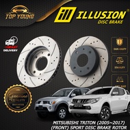 ILLUSION MITSUBISHI TRITON (2005~2017) FRONT (DEPAN) DISC BRAKE ROTOR SPORT SLOTTED & DRILLED