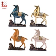 Lovoski Traditional Horse Statue Desktop Decoration Fengshui Decor 25x7x26.5cm Resin for Shelf, Porc