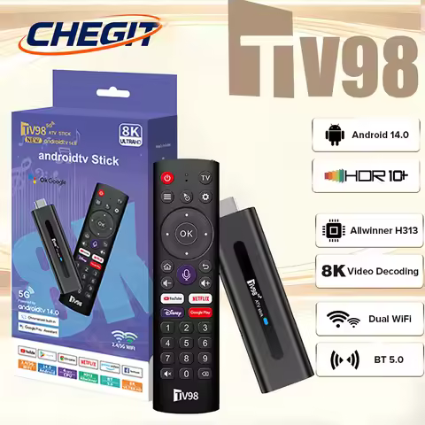 Android 14 Smart 8K HD TV Stick 8GB+128GB WiFi 6 Voice Remote Global Version Allwinner H313 for Netf