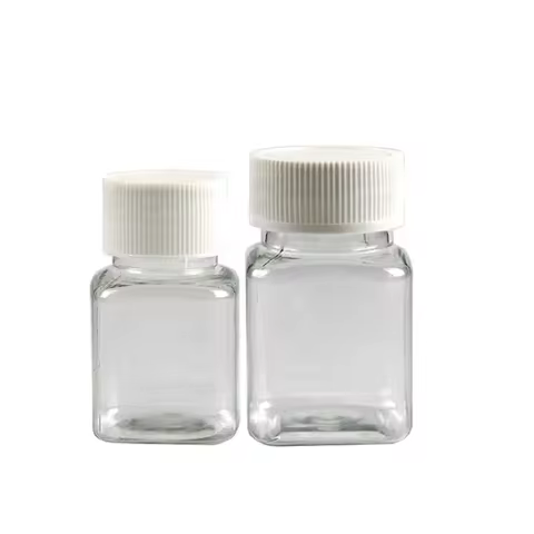 100pcs 200pcs Clear Plastic Square Bottle 30ml 50ml PET Transparent Empty Packaging Container Refill