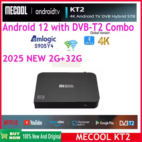 [Genuine]Global version MECOOL KT2 android DVB-T2 TV Box dvb t2 hybrid Amlogic S905Y4 Chromecast 2.4