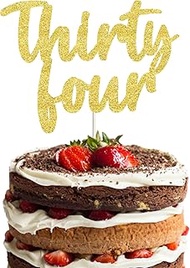 Happy 34th Birthday Cake Topper thirty four Birthday Cake Toppers, 34th Cake Topper for Men,34 Cake 