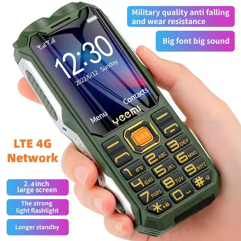 YEEMI Q8-1 LTE 4G Rugged Mobile Phone Big Battery Double Flashlight 2.4'' HD Screen Dual Sim Large B