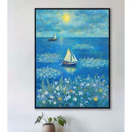 Mirror painting Guong Buom goes out to sea to heal the soul hanging to decorate the bedroom and livi