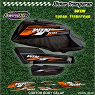 HONDA WIN 100 COOL PREMIUM TRANSPARENT STICKERS RACINGHONDA 32 ALREADY CUT