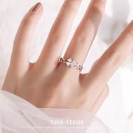S999 Four-leaf Clover Pure Silver Girlfriend Ring Female Fashion Personality Korean Version Niche De