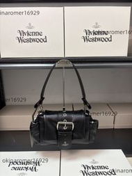 Vivienne Westwood西太後黑色羊皮蝴蝶結腋下包