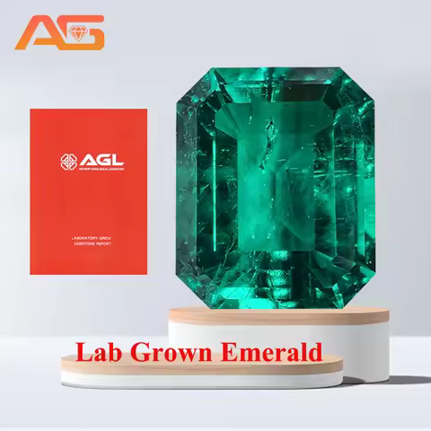 Top Lab Grown Emerald Gemstone Emerald Cut Synthetic Colombian Emerald Stone with AGL Certificate, C