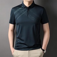 MMLLZEL T-shirt Summer Silk Short-sleeved Clothing Men's Casual Lapel High-end Casual POLO Shirt Tops (Color : D, Size : L code)