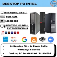 (USED) DESKTOP PC INTEL i5/i7 2nd, 3rd, 6th, 7th, 8th GEN FOR OFFICE, EDITING, GAMING, SCHOOL