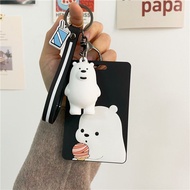 We Bare Bears cute anime bus meal card protective case keychain student ID silicone card case key chain