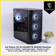 1st Player X3-M GIGABYTE B365M Intel Core i7-9700 16GB DDR4 RAM 500GB M.2 SSD Zotac GTX 1080Ti 11GB 