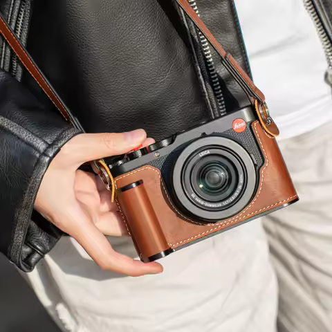 Handmade Genuine Leather Camera Bag with Handle Protective Case Strap for Leica DLUX8