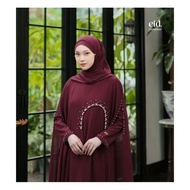 Luna abaya arabian bahan ceruty babydoll full puring aplikasi payet mutiara cantik warna sage burgun