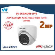 HIKVISION 2MP Dual Light Audio Indoor Fixed Turret Camera - DS-2CE76D0T-LPFS