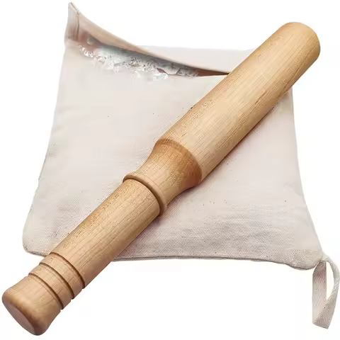 BIG-SHOT 13.75" Hard Maple Muddler Mallet & Lewis Ice Bag Kit | Wooden Mojito Muddler Bar Tool Ice C