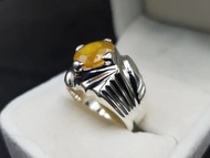 男士黃藍寶石戒指 Pukhraj 男戒 天然黃藍寶石 手工製作