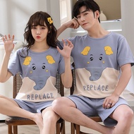 2022 Summer Plus Size Couple Short Sleeve Cotton Pajama Sets For Women Korean Cute Cartoon Sleepwear