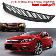 Mesh Front Hood Grill Grill Front Glossy Black For 2001-2003 Honda Civic EM2 JDM
