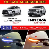 Toyota COROLLA CROSS INNOVA Dragon Scale Side Mirror Smoke Led With Signal Running Indicator DRL Signal Welcome light