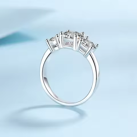 Sparkle Luxury 2 Carat Moissanite Ring, PT950 Platinum VVS1 DColor Three Diamond Engagement and Wedd