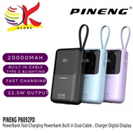 PINENG POWERBANK PN892PD 20000mAh PD 22.5W 20W FAST CHARGING POWERBANK BUILT IN DUAL-CABLE PORTABLE 