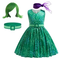 Disgust 4 E1 Movie Cosplay Costume Kids Cartoon Wer Princess Dress+Accessories Girls Halloween Ch