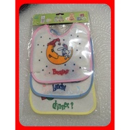 3pcs Cartoon Baby Bib WORDING Breakfast Lunch Dinner