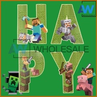 ═ ↗ PS-441 [1 set] Minecraft Banner Happy Birthday Character Banner Minecraft Theme Birthday Party