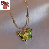 Original 916 Gold Chain Necklace womens butterfly pendant necklace niche design simple retro tempera