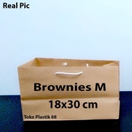 [1 pcs] Plain Brown Paper Bag | Kraft Paper bag. Brownies M. 18x30 cm.
