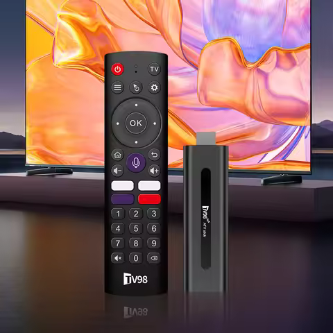 TV98 ATV H313 Mini TV Stick 8K Streaming Device with Dual Band WiFi Quad Core Android 14 for Home En