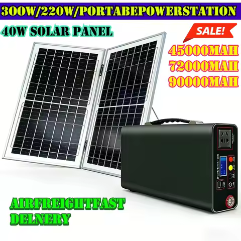 220V Portable Power Station LiFePO4 4500-90000mAh 300W Solar Generator Outdoor Camping Emergency Mob