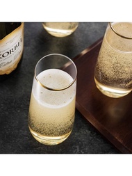 1 個無柄香檳杯,可重複使用 9 盎司金邊敬酒杯,精美防碎香檳杯,非常適合婚禮、生日、派對、復活節