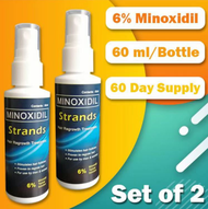 Minoxidil Strands (2 bottles) 6% Minoxidil Topical Solution (60ml per bottle) Hair Grower beard Grow