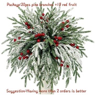 30 Artificial Christmas Tree Branches with Berries, 13.8 Inch Fake Norfolk Spruce Leaves, Holiday De